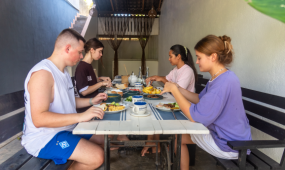 Community dinner at the villa